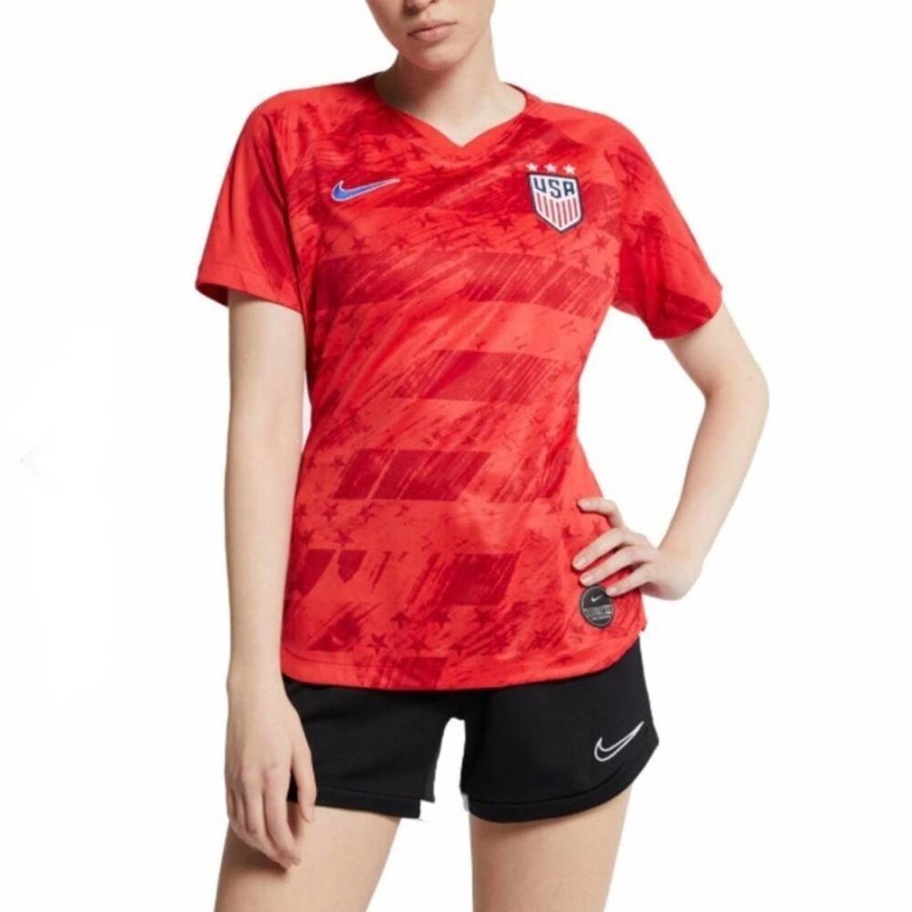 NIKE TEAM USA SOCCER Womens LARGE Red Jeresey